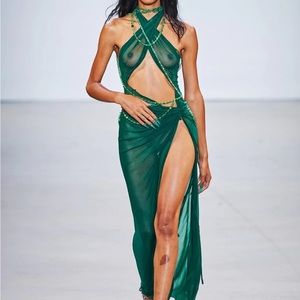 Kim shui sheer green mesh dress size S worn once